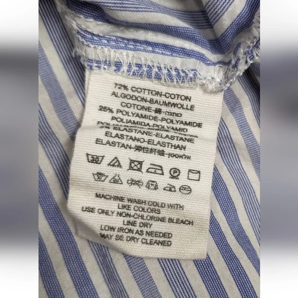 Free People Striped Blue Off Shoulder Blouse Bell Sleeve XS - Picture 13 of 14